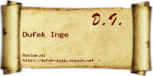 Dufek Inge névjegykártya